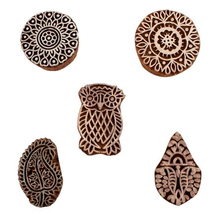 Set of 5 Piece New Mix Wooden Printing Blocks